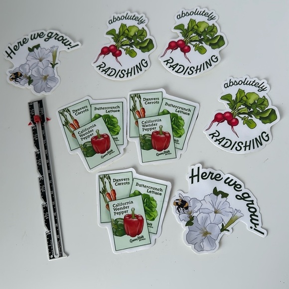 Gardening Stickers  8 in total 3 varieties  3” tall - Picture 1 of 7
